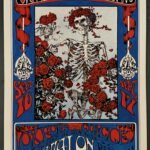 SKELETON AND ROSES - HAND WATER COLORED PRINT
