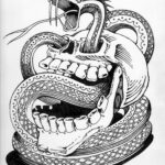 SKULL SNAKE - PEN AND INK