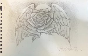 WINGED ROSE SKETCH